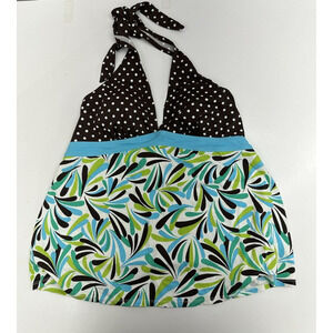 Womens Motherhood Maternity Halter Top Padded Tankini Swimsuit Top Size Medium